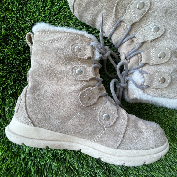 SOREL EXPLORER JOAN BOOT ANCIENT FOSSIL WATERPROOF FAUX FUR - Picture 4 of 8